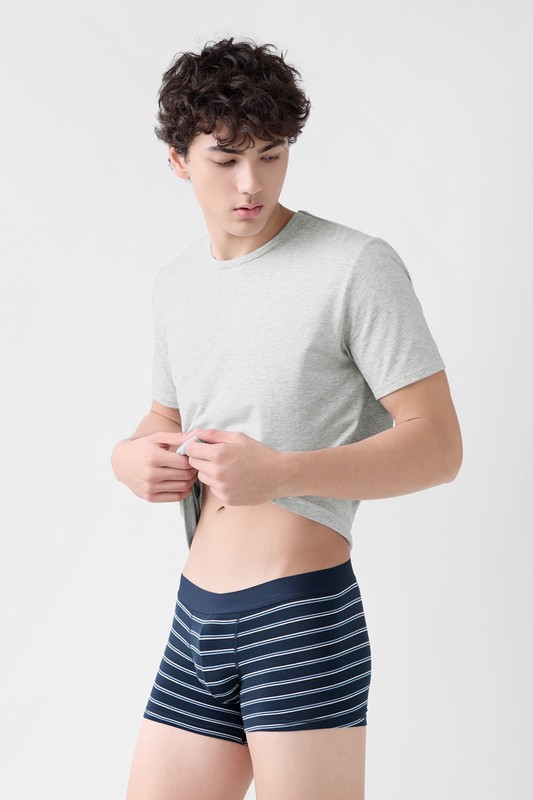 棉質低腰條紋平口內褲-男