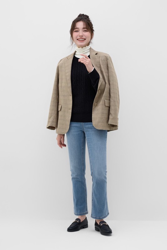 麻花圓領毛衣-女