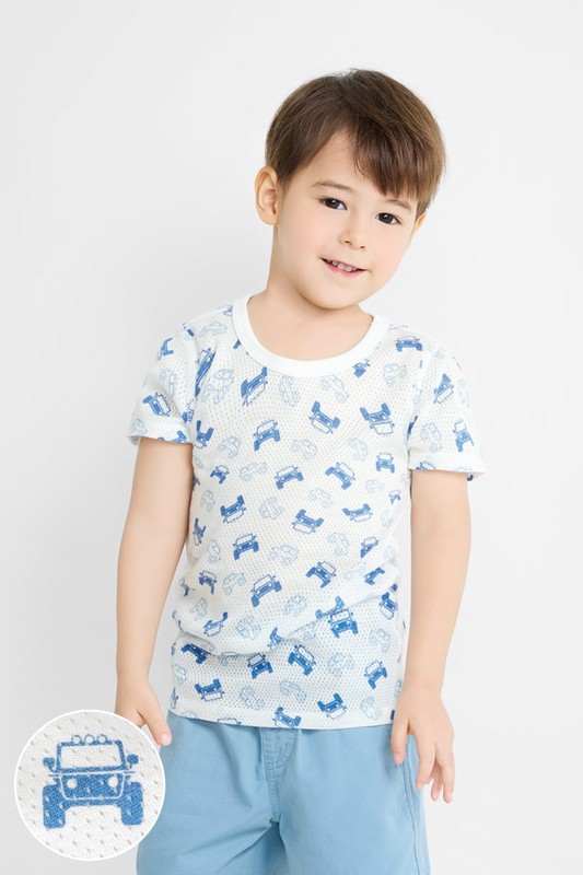 純棉網眼印花T恤(2入)-童