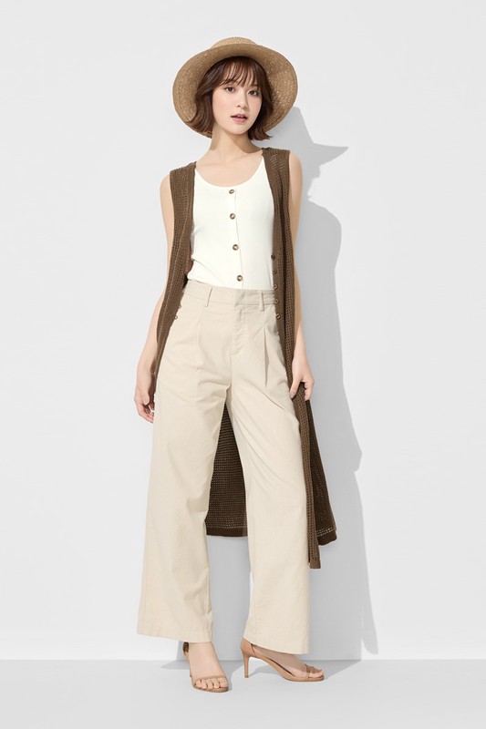 鏤空針織長版背心-女