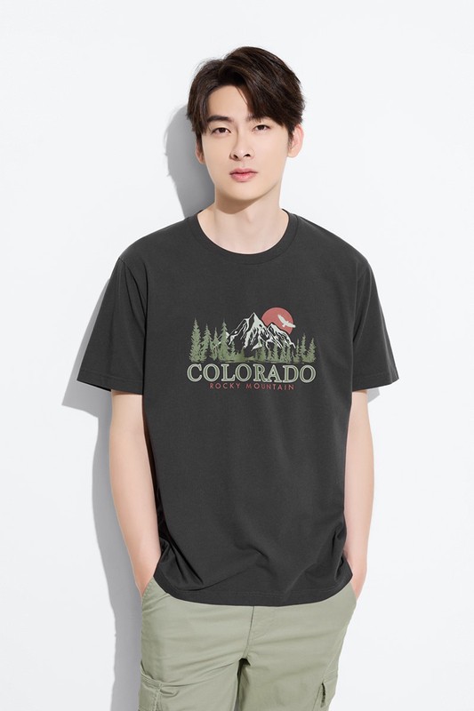 山景印花T恤-男