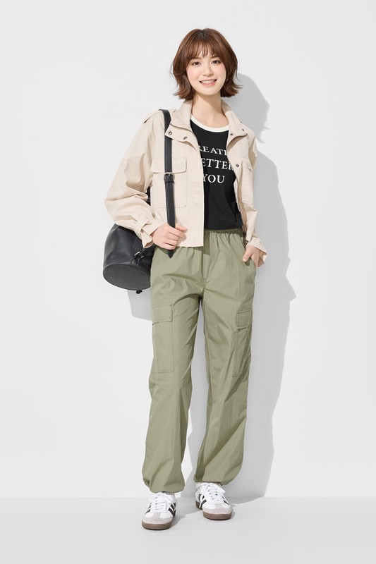 水洗立領短版外套-女