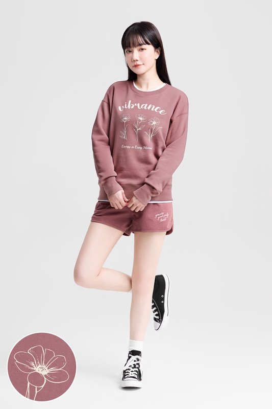 花卉刷毛印花圓領衫-01-女