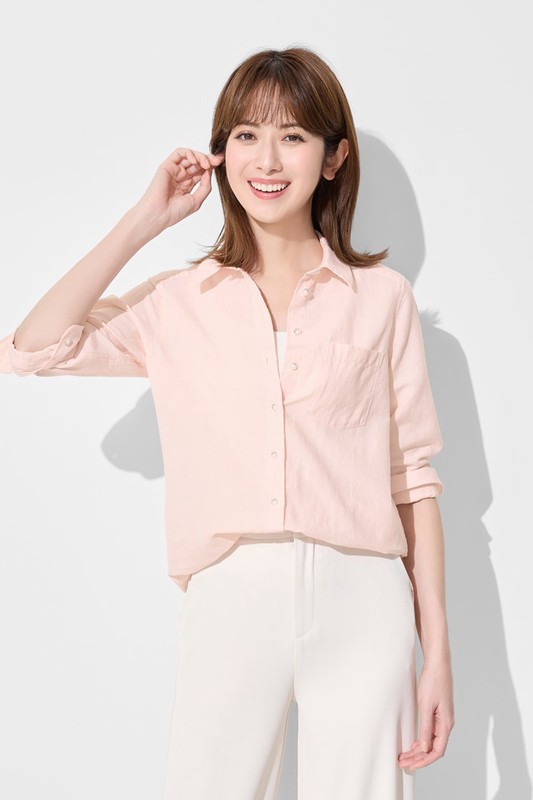 棉麻長版襯衫-女