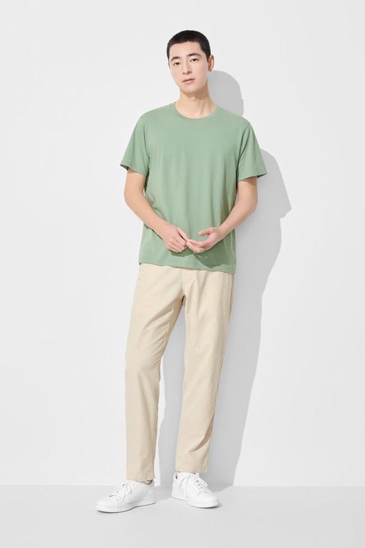 棉麻休閒長褲-男