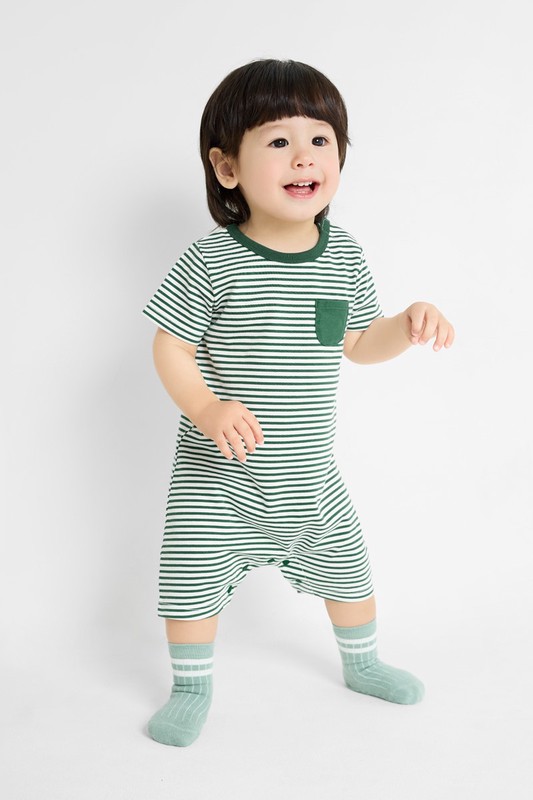 純棉口袋條紋連身衣-Baby