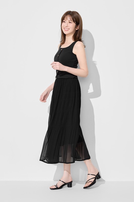 細褶雪紡長裙-女