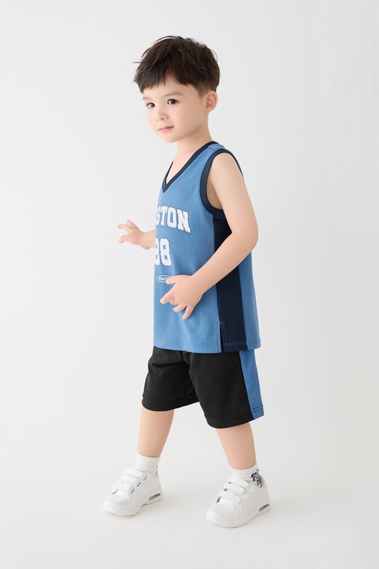 吸排網眼文字印花背心-童
