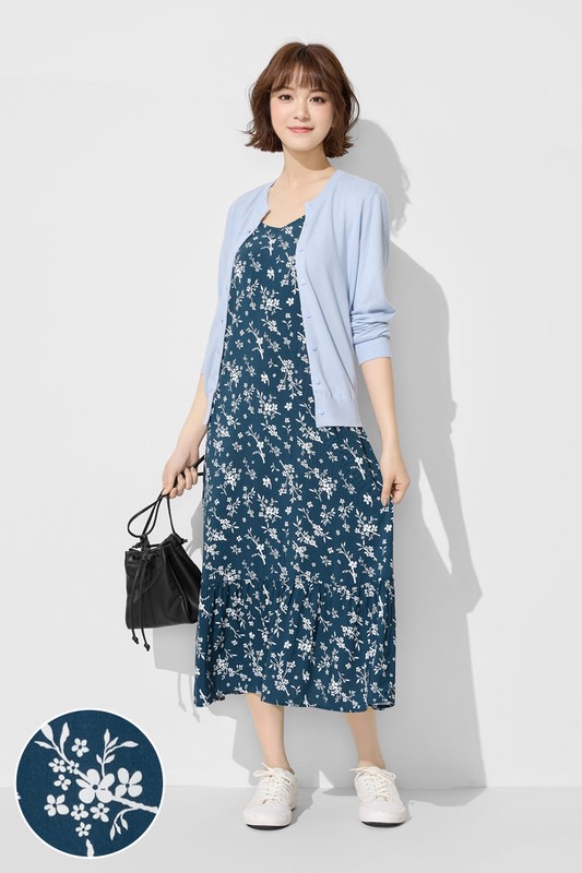 嫘縈Bra家居花卉印花洋裝-女