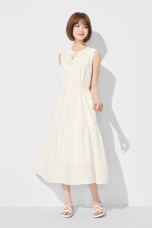 棉質綁帶無袖洋裝-女