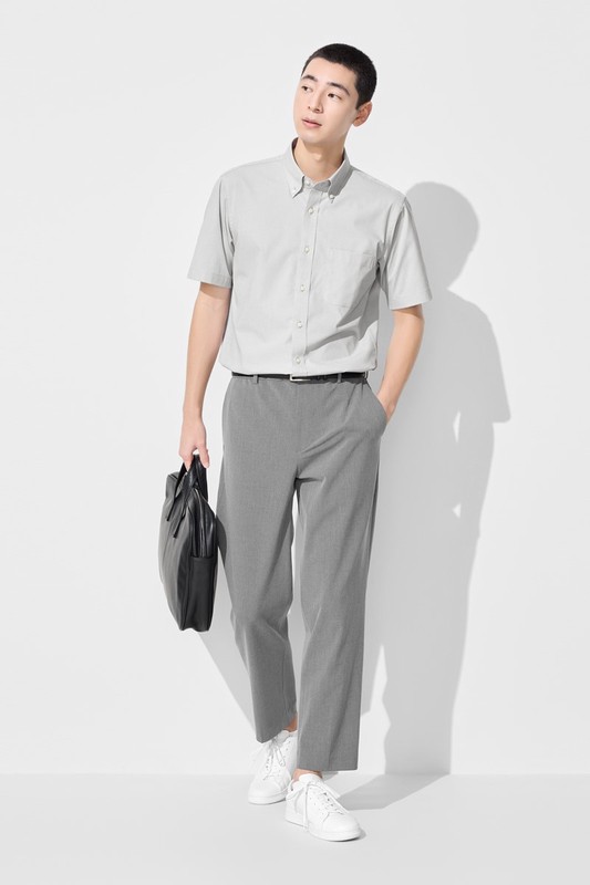 商務彈性短袖襯衫-男