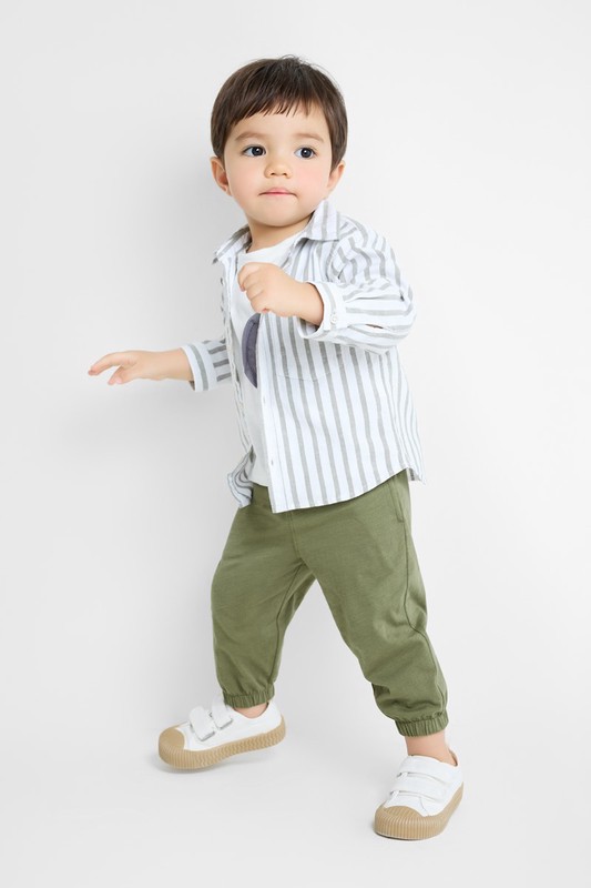 竹節棉束口褲-Baby