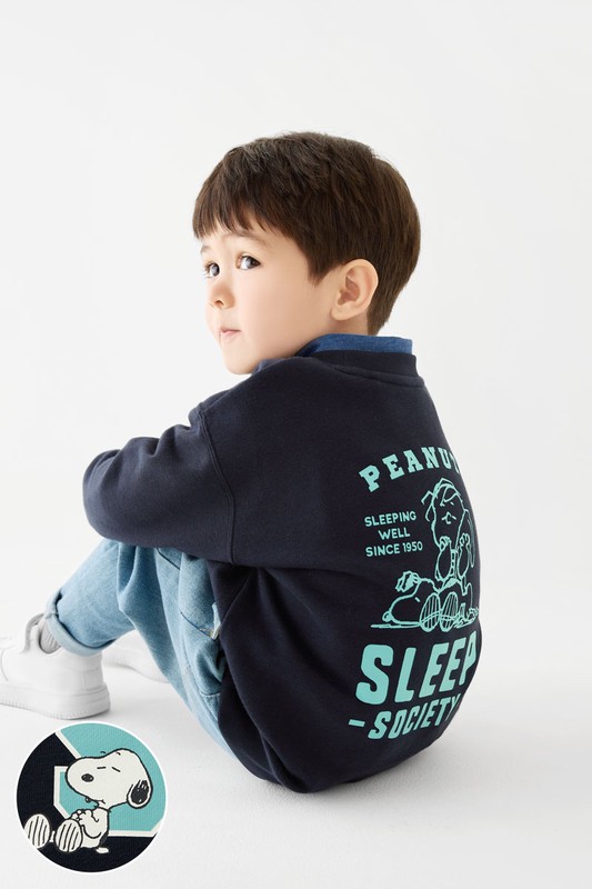 史努比系列毛圈寬版印花圓領衫-13-童