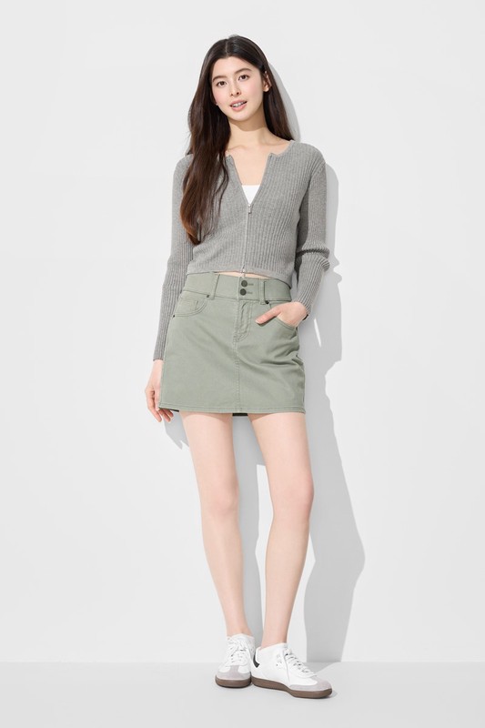 多色收腹牛仔連褲短裙-女