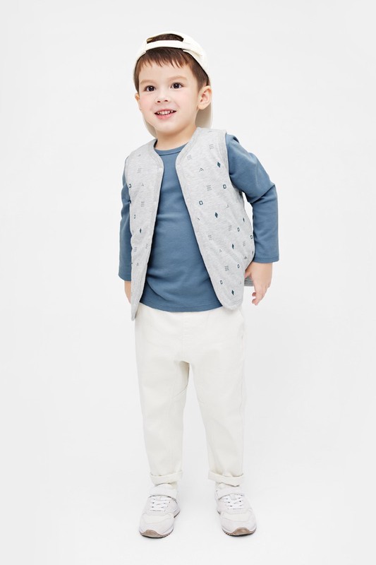 磨毛羅紋圓領長袖T恤-童