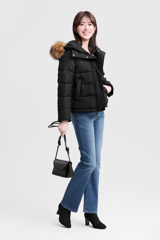 極暖羽絨帽毛連帽外套-女