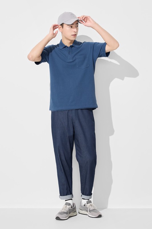 純棉網眼口袋polo衫-男