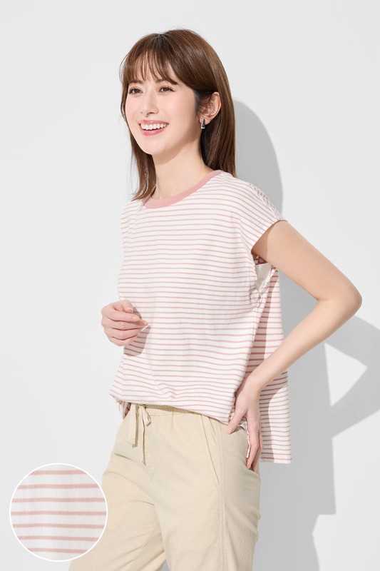 純棉寬版條紋上衣-女