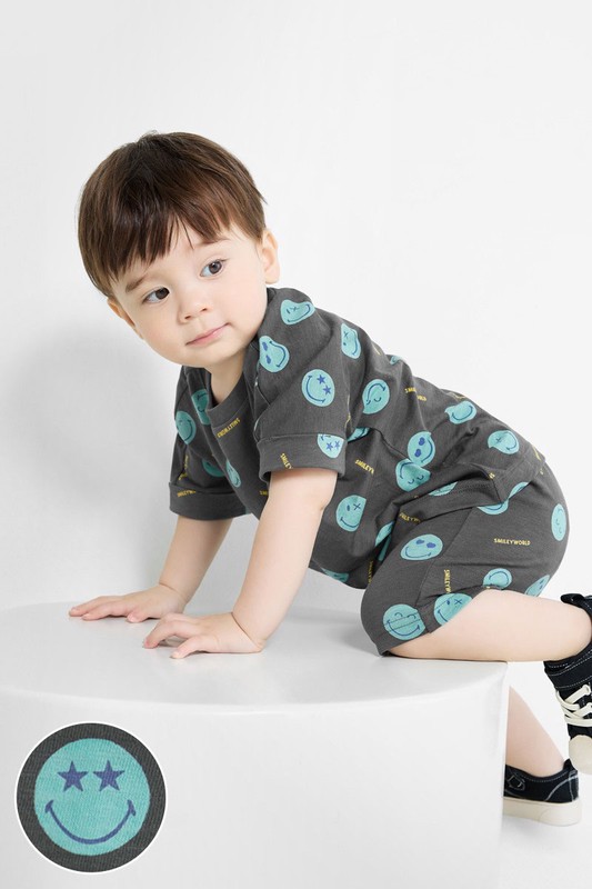 SmileyWorld®竹節棉印花短褲-Baby