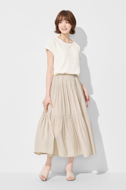 細褶蛋糕長裙-女