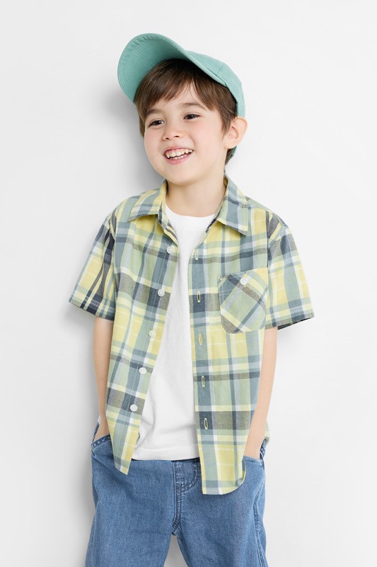格紋短袖襯衫-童