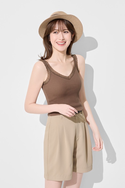 羅紋蕾絲背心-女