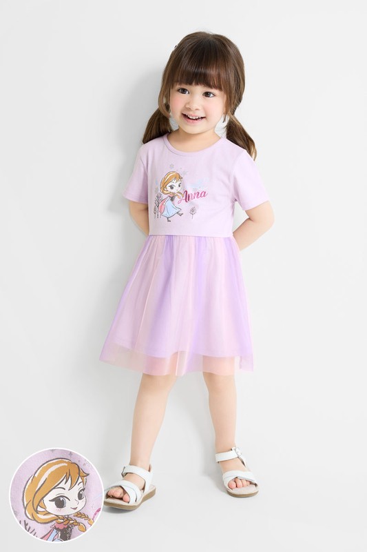 迪士尼系列紗裙短袖洋裝-童