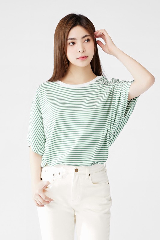 莫代爾連袖條紋上衣-女
