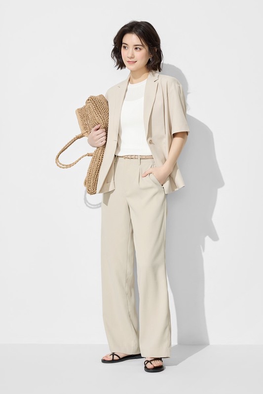 寬版短袖西裝外套-女