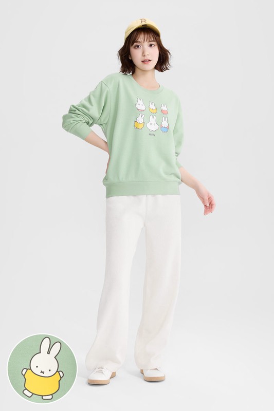 Miffy毛圈寬版印花圓領衫-02-女