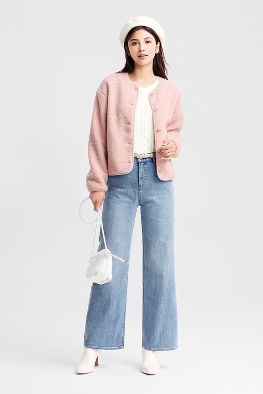 高腰牛仔寬褲-女