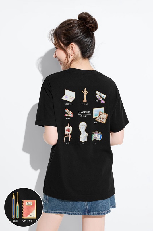 大人的圖鑑寬長版印花T恤-13-女