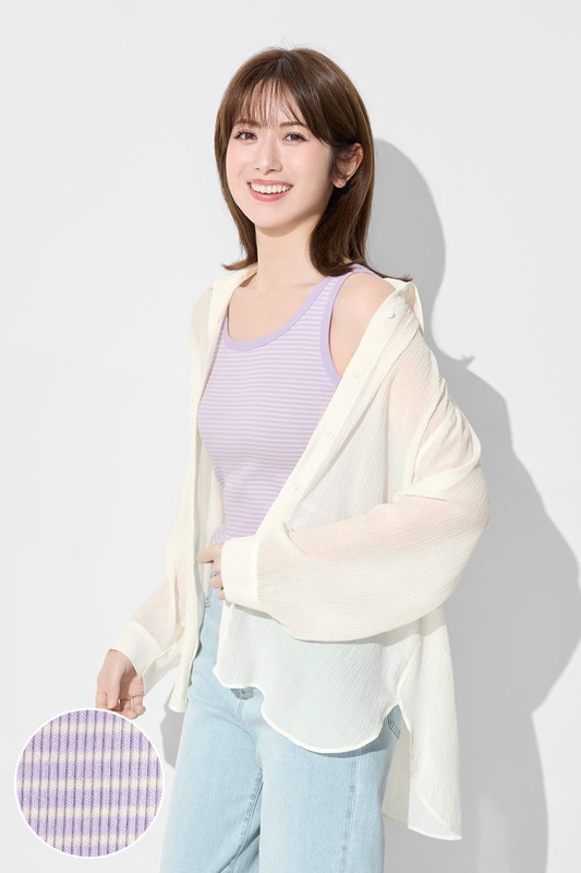 羅紋條紋背心-女