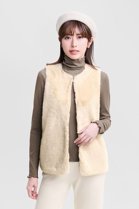 柔軟長刷毛背心-女