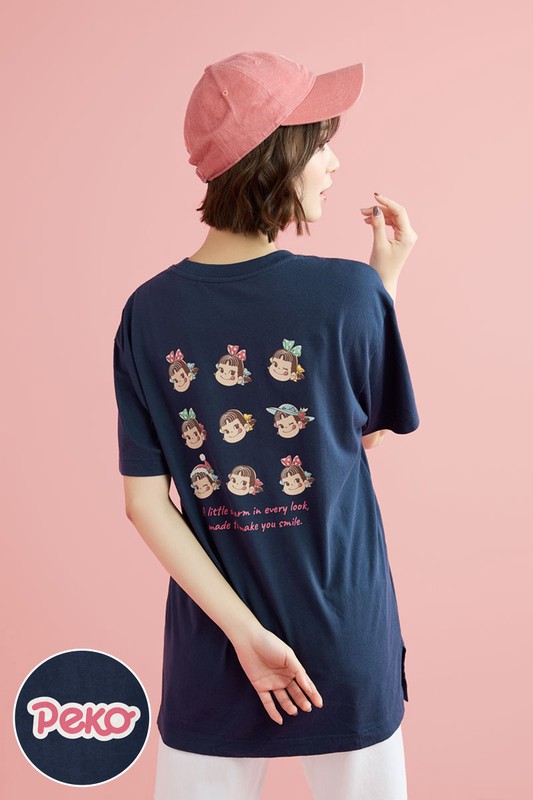 PEKO & POKO寬長版印花T恤-01-女