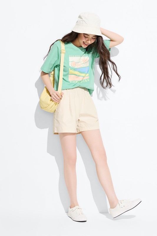 夏日時光寬版印花T恤-女