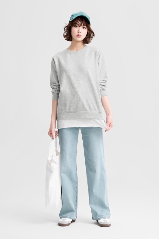 毛圈假兩件寬版上衣-女