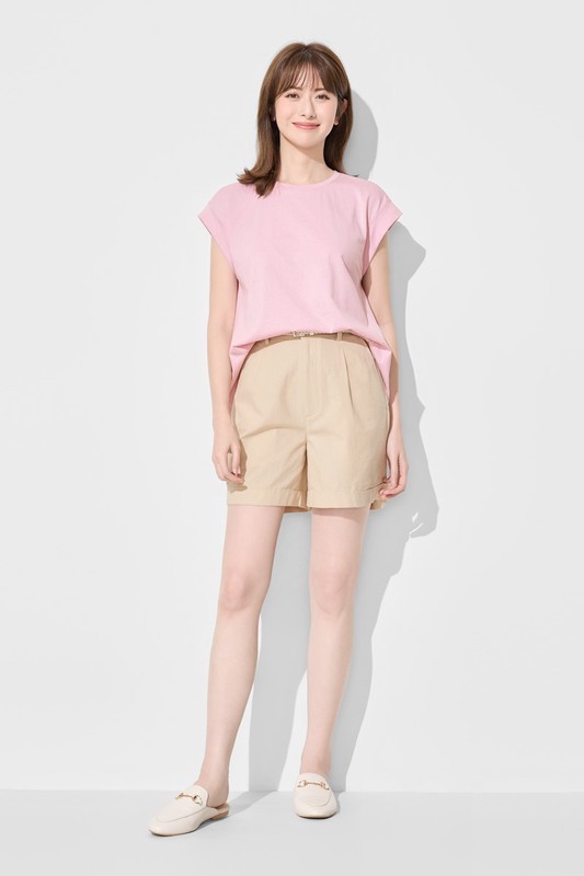 柔滑棉連袖抽皺上衣-女