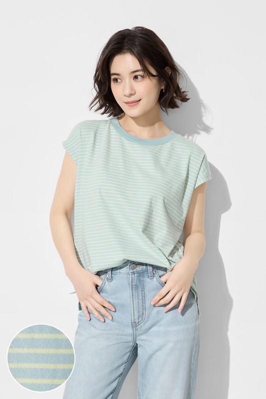 純棉寬版條紋上衣-女