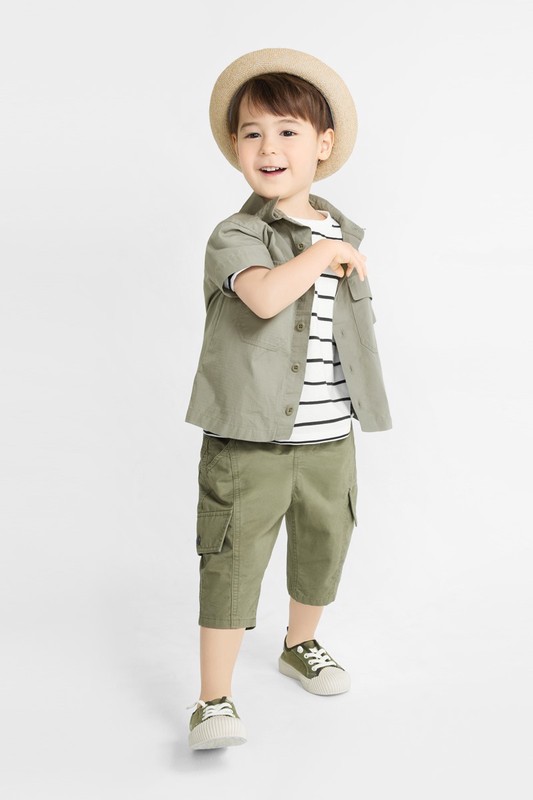 純棉工裝七分褲-童