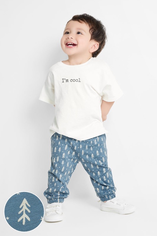 竹節棉印花束口褲-Baby