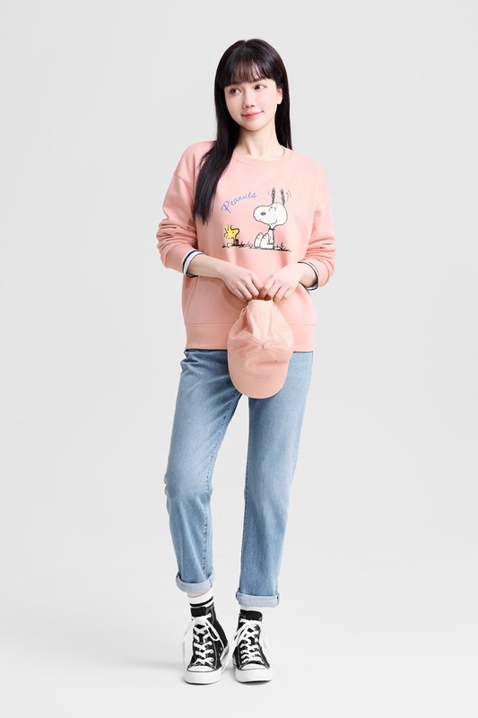 史努比系列刷毛印花圓領衫-07-女