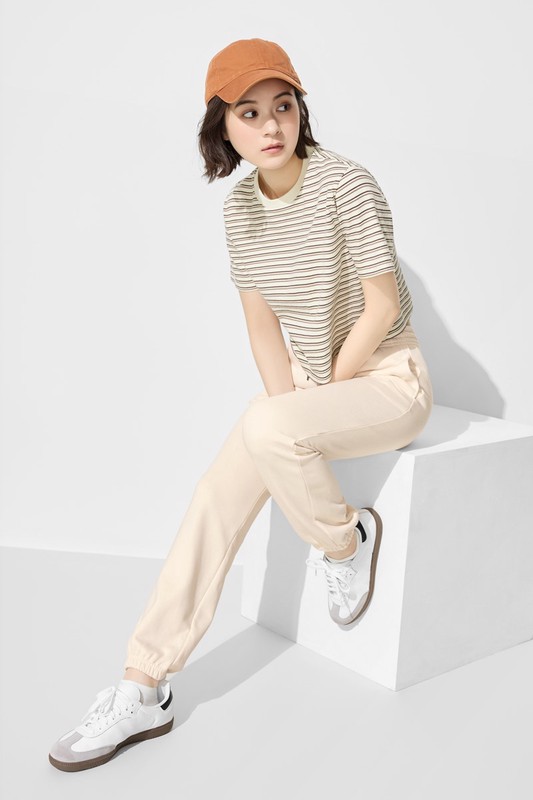 毛圈寬鬆束口長褲-女