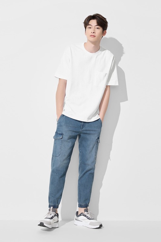 工裝牛仔束口褲-男