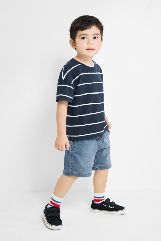 彈性牛仔輕便短褲-童