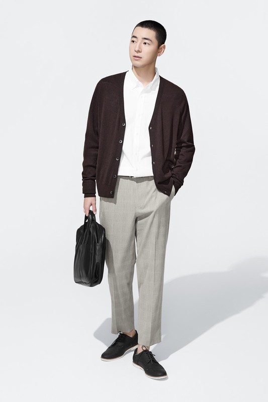 商務彈性修身長袖襯衫-男