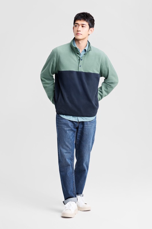 Fleece半開襟上衣-男