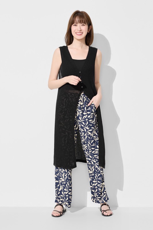 鏤空針織長版背心-女