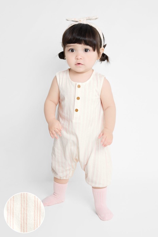 條紋印花無袖連身衣-Baby
