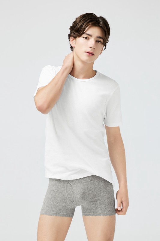 棉質中腰平口內褲-男